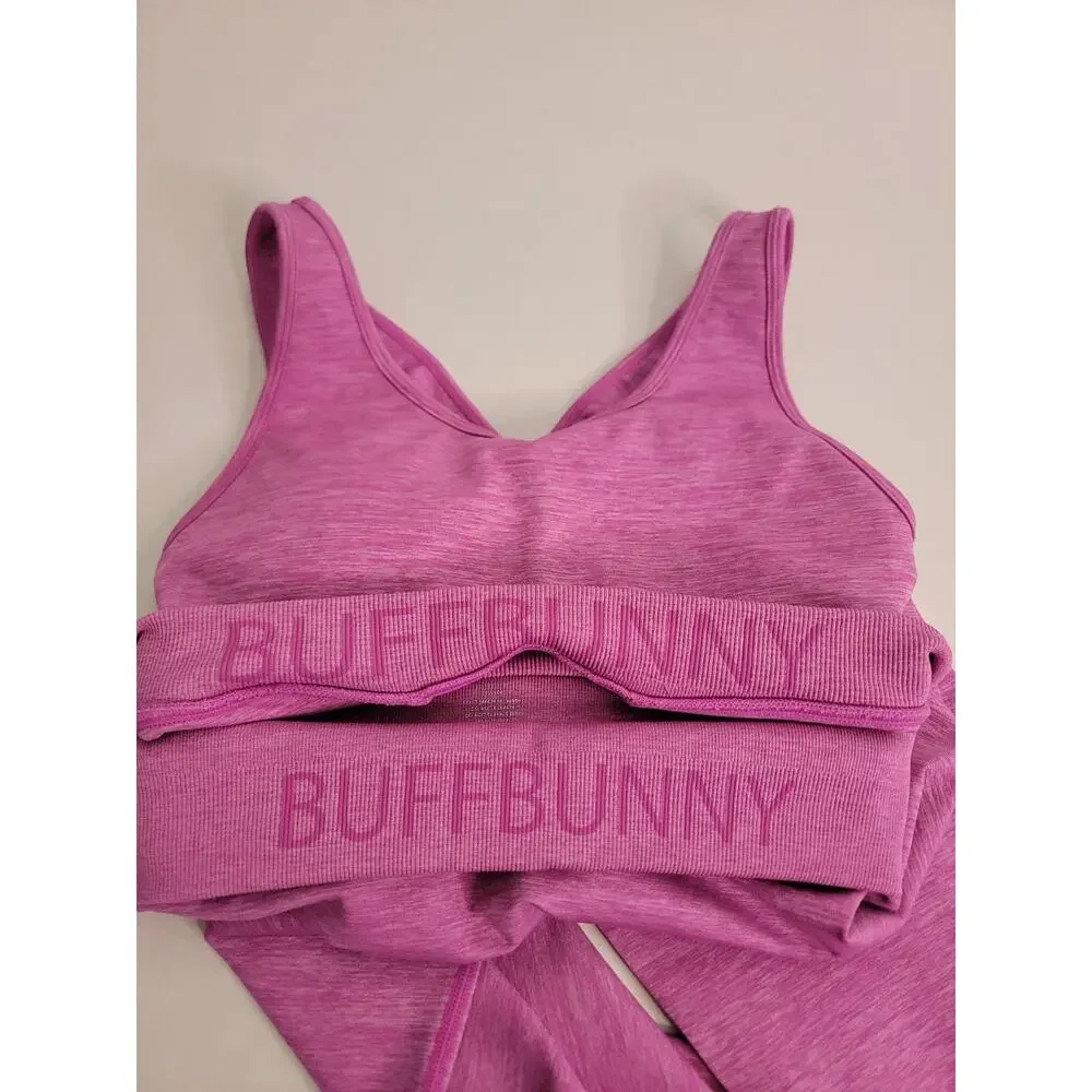 Buffbunny Activewear Matching Set SZ Large Leggings Sport Bra Pink